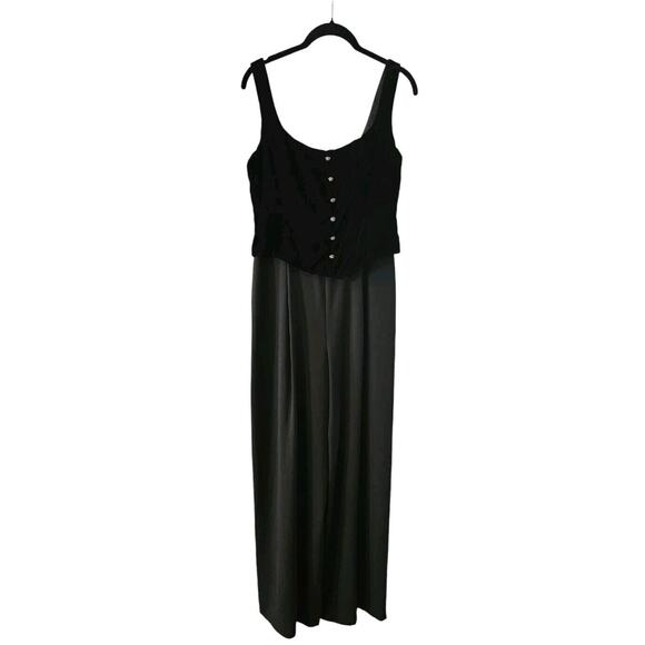 Laundry by Shelli Segal Velvet Jumpsuit SZ 8 Rhinestone Buttons Sleeveless READ - Picture 1 of 11